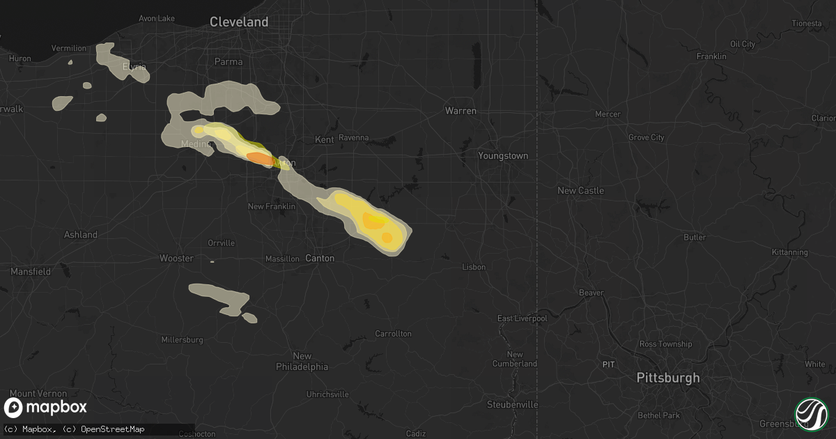 Hail map in Beloit, OH on August 10, 2026