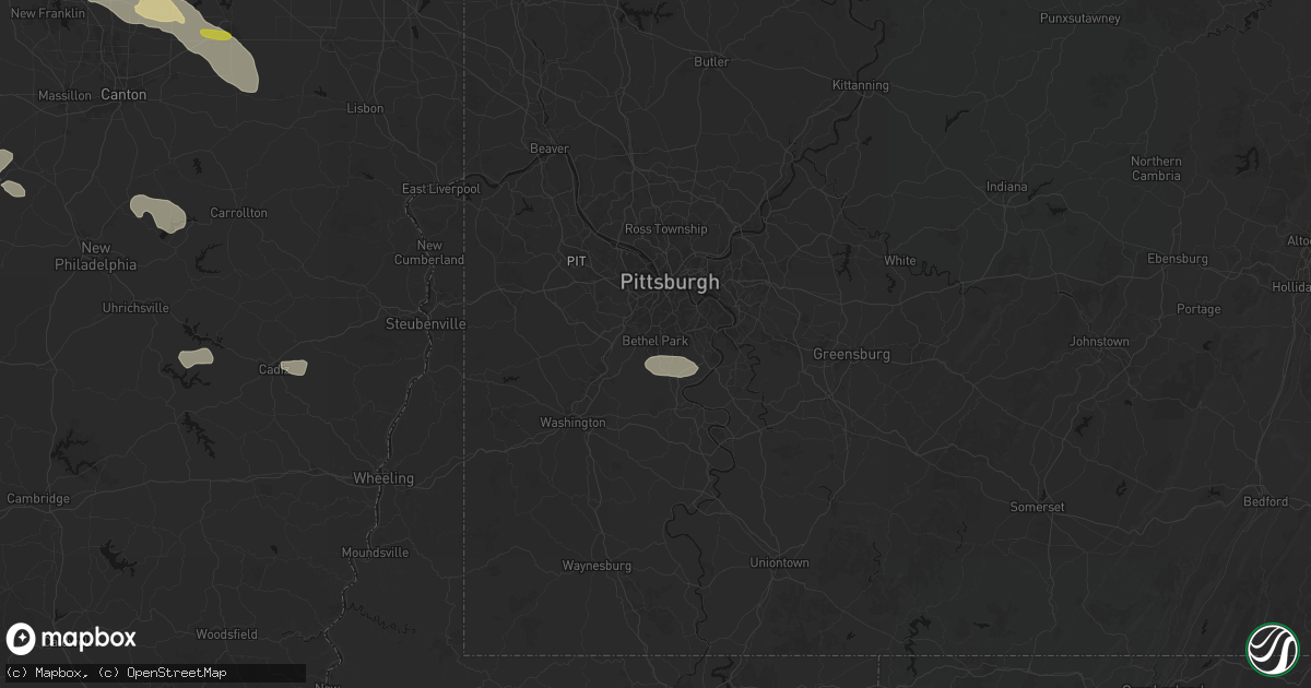 Hail map in Bethel Park, PA on August 10, 2026