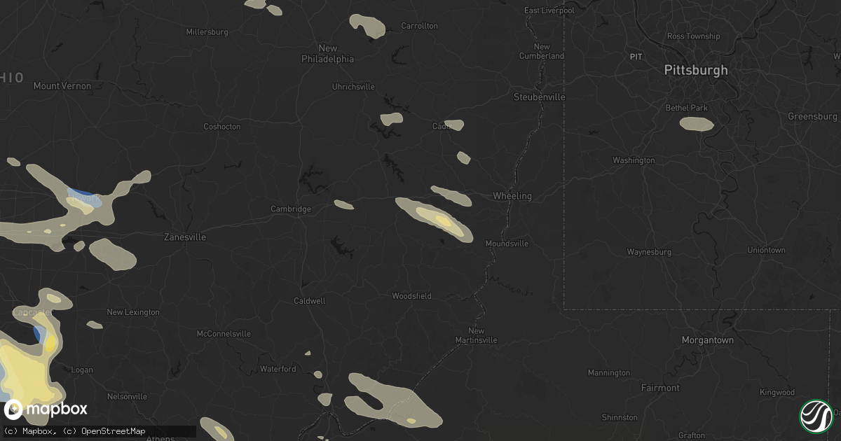 Hail map in Bethesda, OH on August 10, 2026