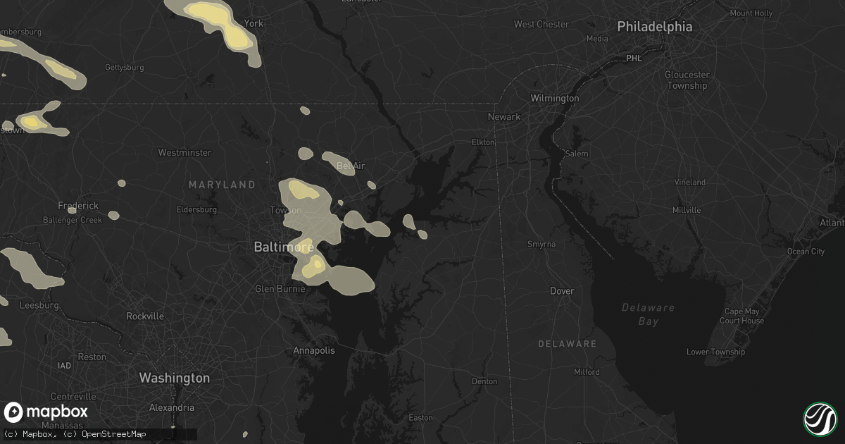 Hail map in Betterton, MD on August 10, 2026
