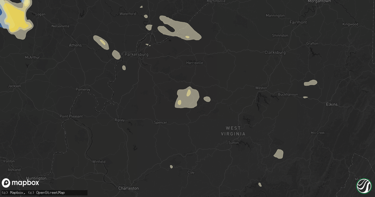 Hail map in Big Bend, WV on August 10, 2026