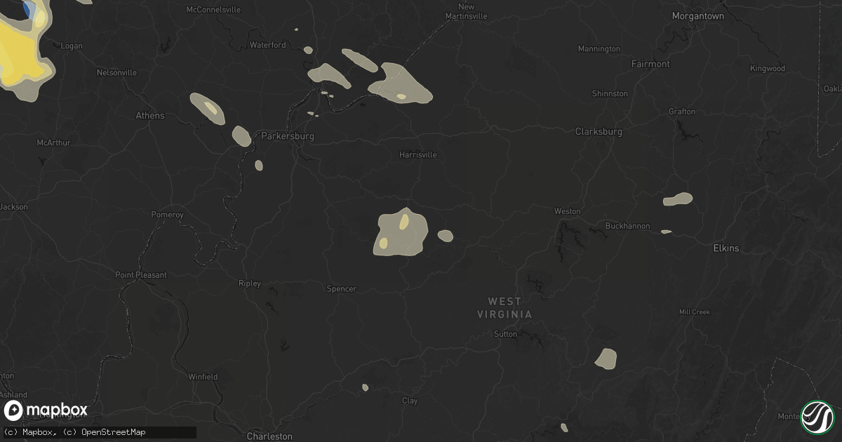 Hail map in Big Springs, WV on August 10, 2026