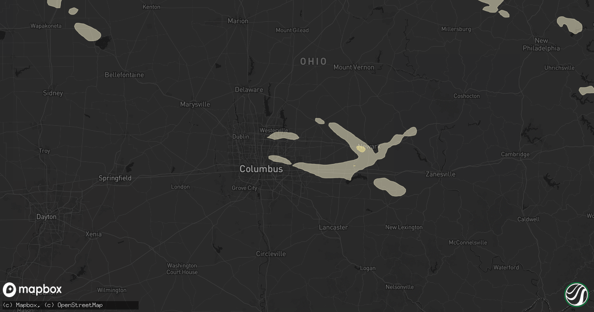 Hail map in Blacklick, OH on August 10, 2026