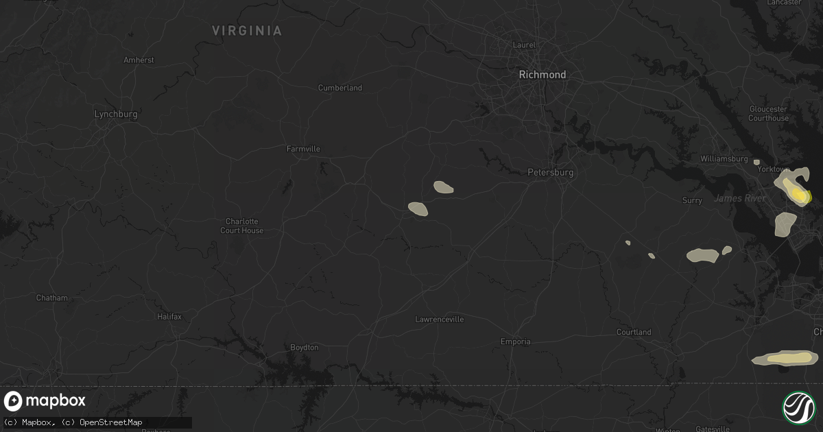 Hail map in Blackstone, VA on August 10, 2026