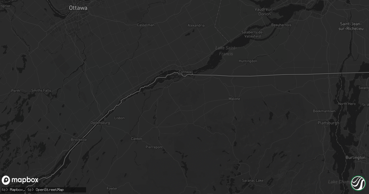 Hail map in Brasher Falls, NY on August 10, 2026