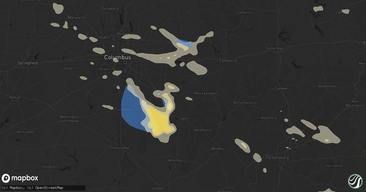 Hail map in Bremen, OH on August 10, 2026