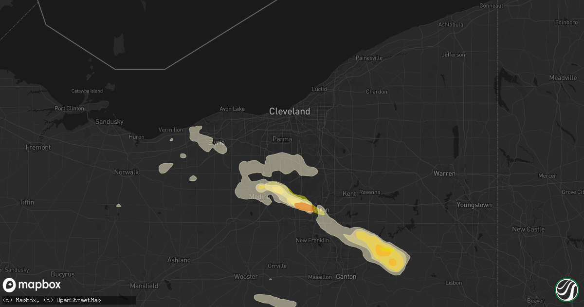 Hail map in Broadview Heights, OH on August 10, 2026