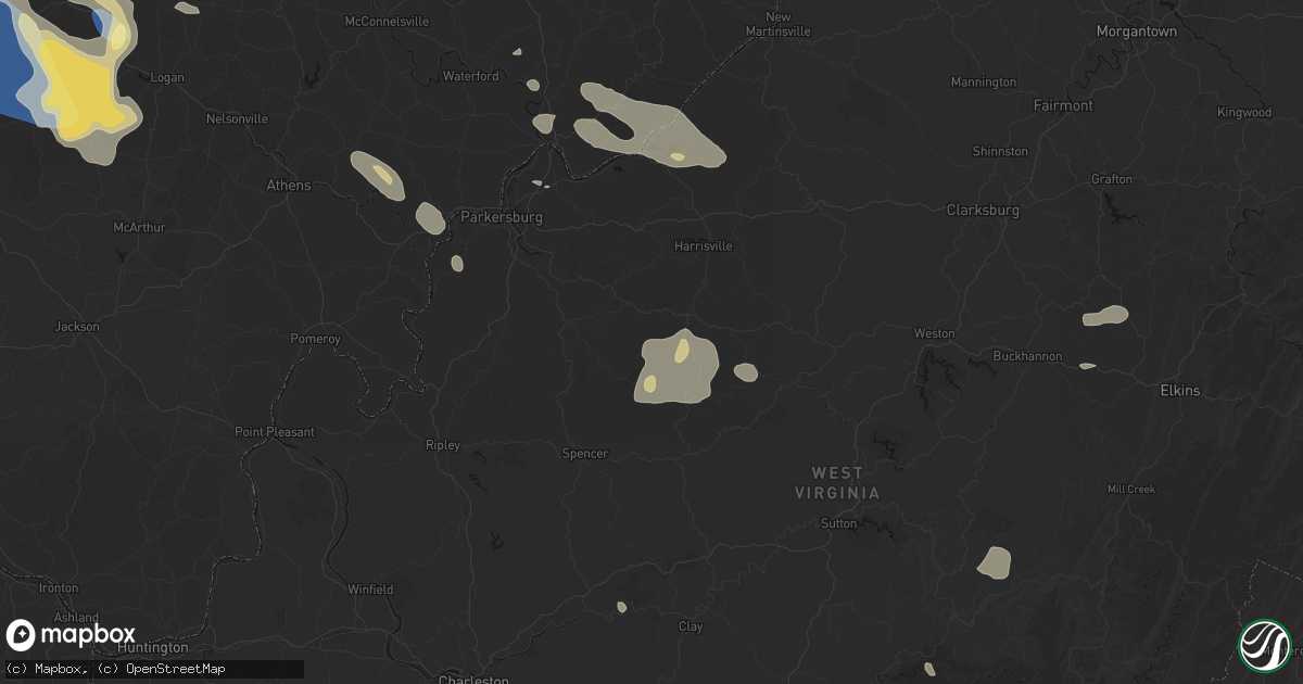 Hail map in Brohard, WV on August 10, 2026