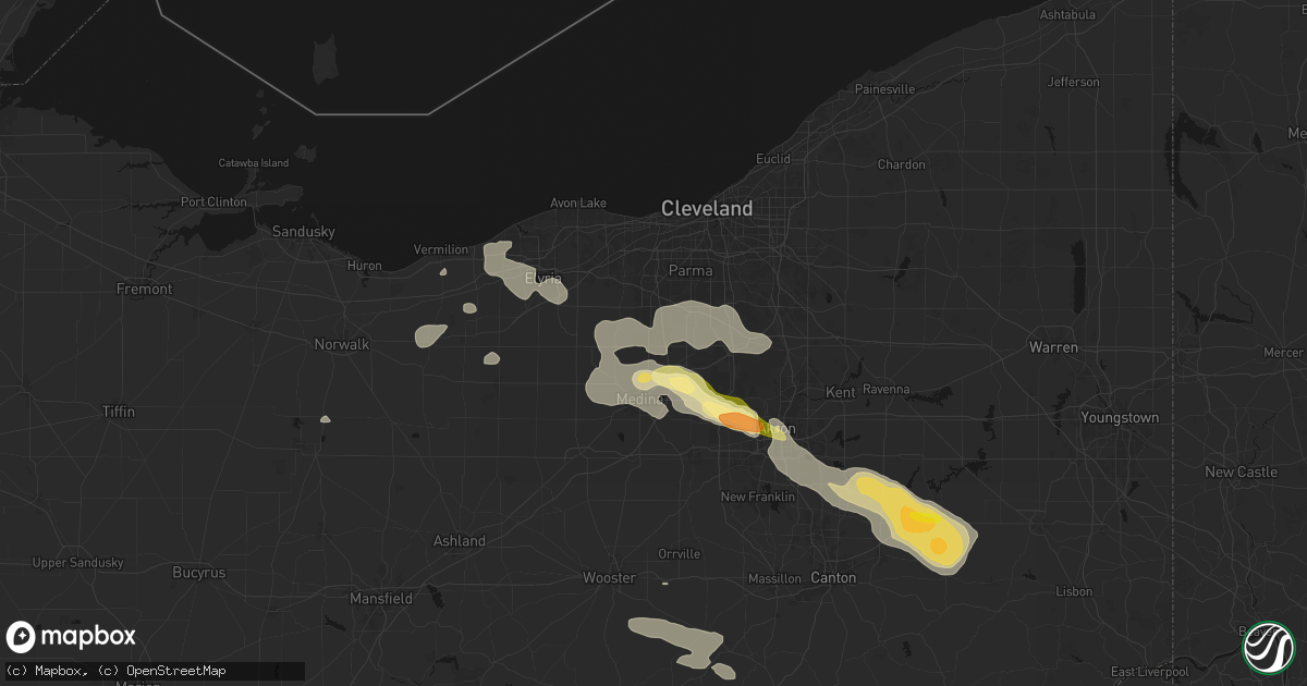 Hail map in Brunswick, OH on August 10, 2026