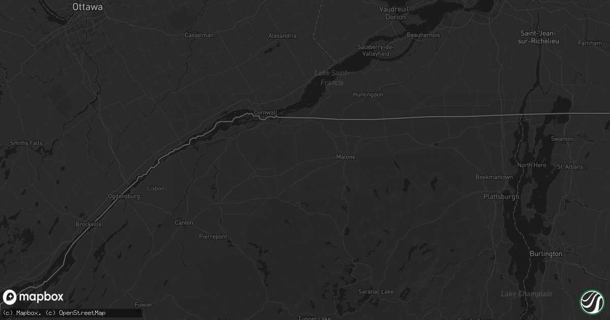 Hail map in Brushton, NY on August 10, 2026