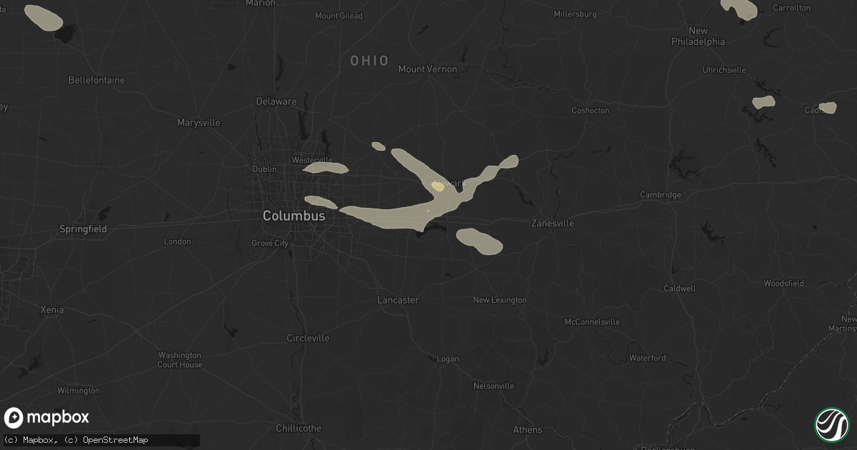 Hail map in Buckeye Lake, OH on August 10, 2026