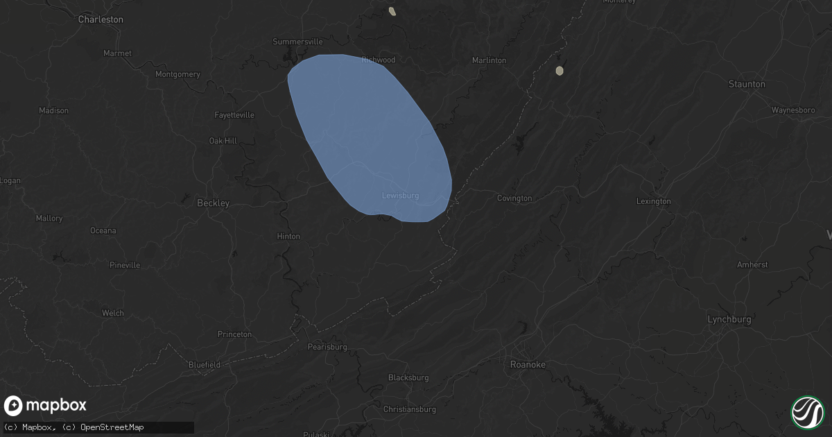 Hail map in Caldwell, WV on August 10, 2026