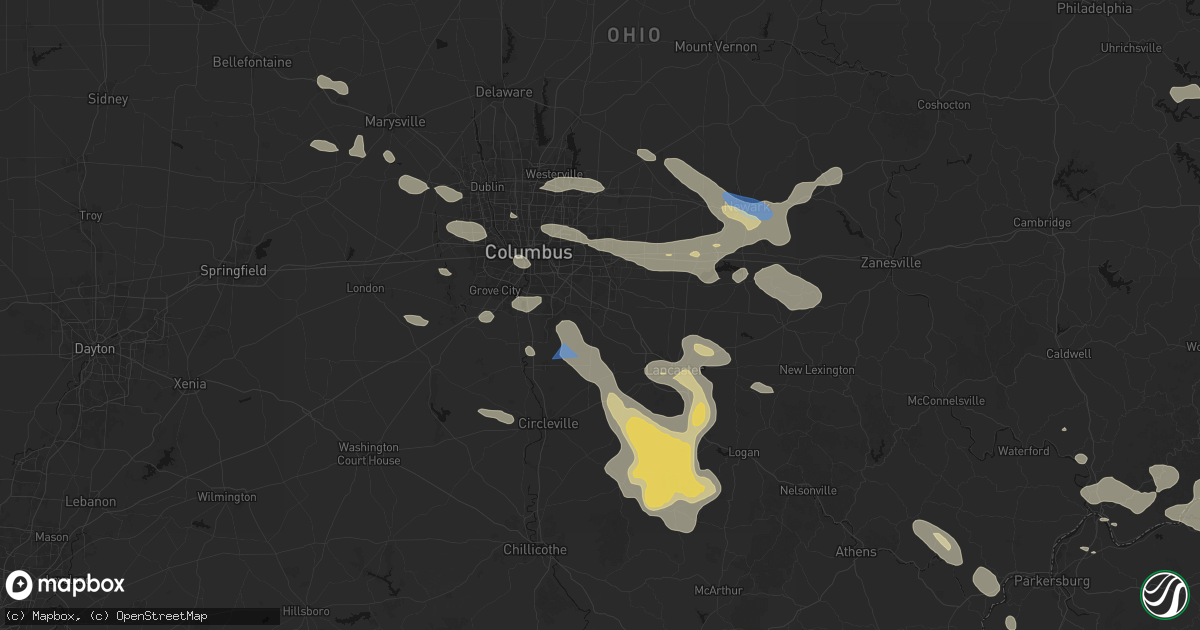 Hail map in Canal Winchester, OH on August 10, 2026