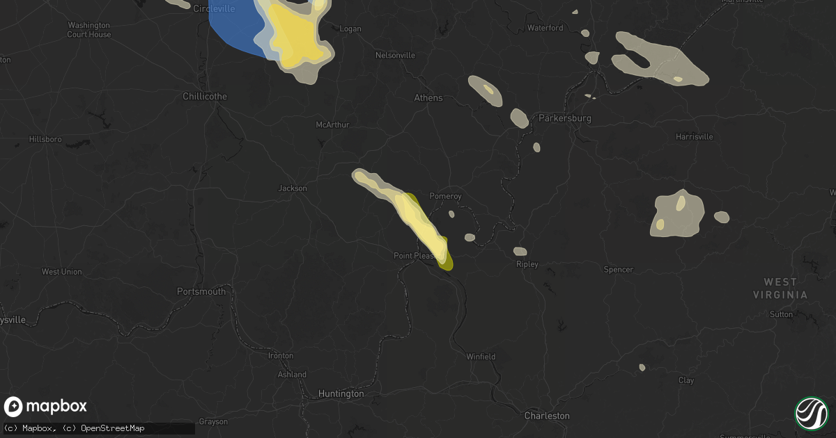 Hail map in Cheshire, OH on August 10, 2026