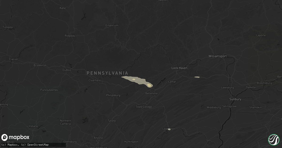 Hail map in Clarence, PA on August 10, 2026