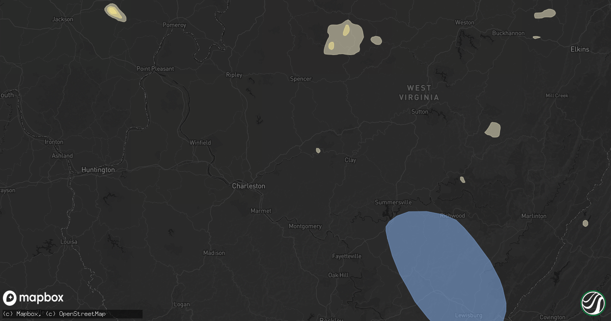 Hail map in Clendenin, WV on August 10, 2026