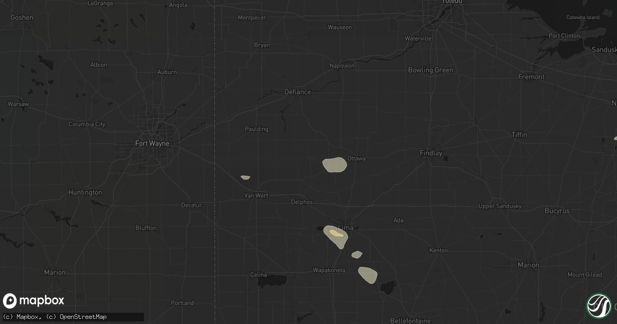Hail map in Cloverdale, OH on August 10, 2026