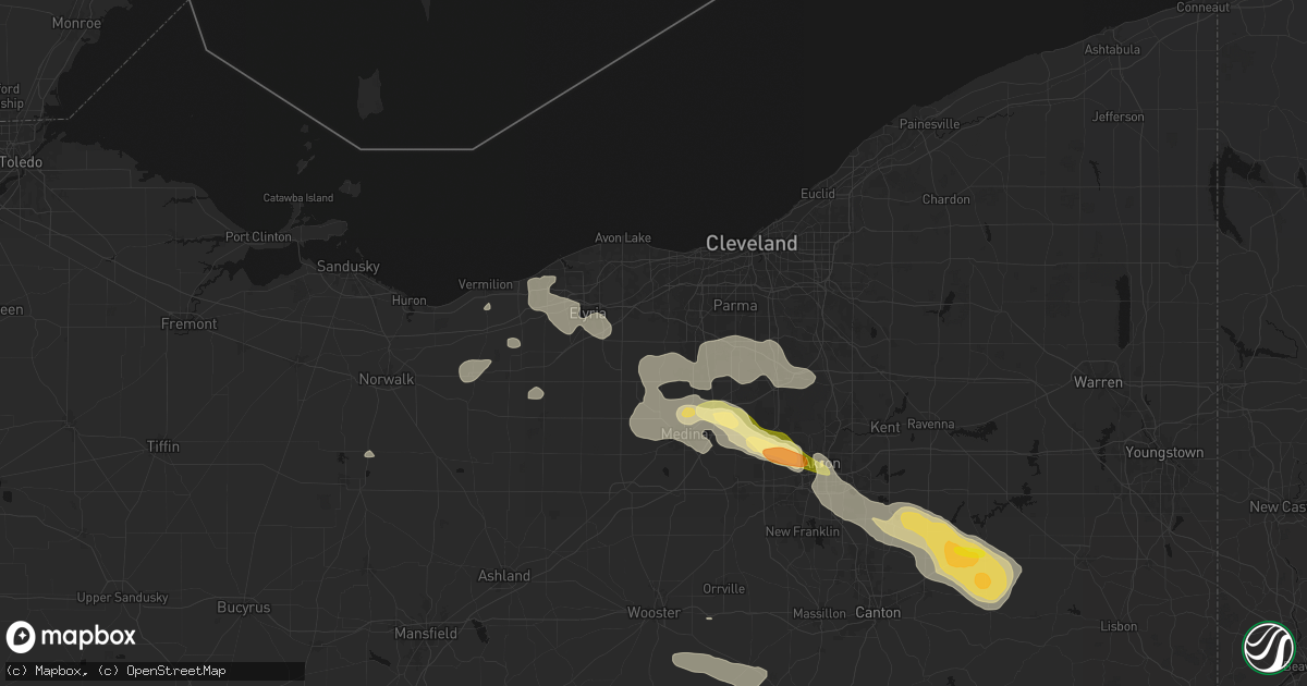 Hail map in Columbia Station, OH on August 10, 2026