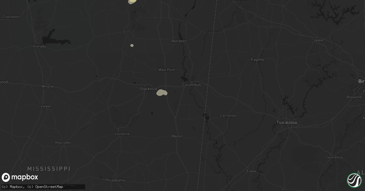 Hail map in Columbus, MS on August 10, 2026