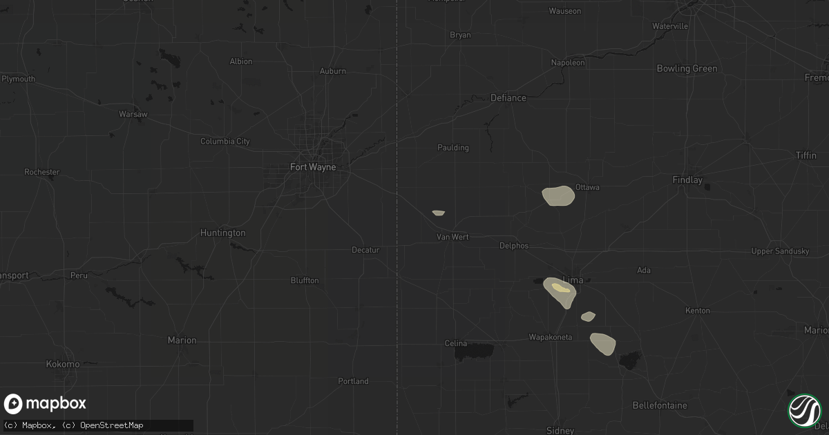 Hail map in Convoy, OH on August 10, 2026
