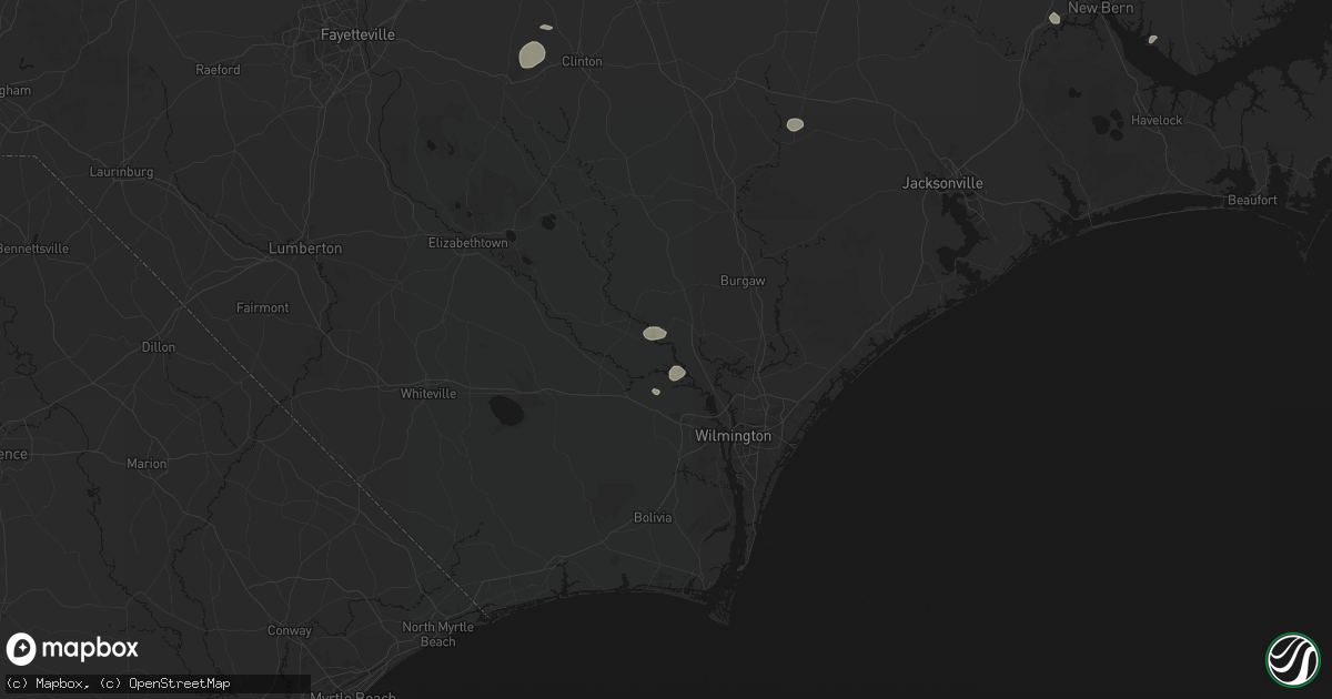 Hail map in Currie, NC on August 10, 2026
