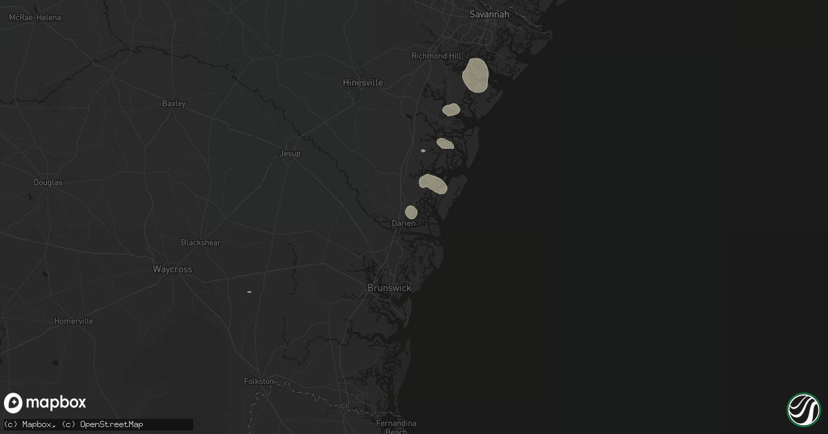 Hail map in Darien, GA on August 10, 2026
