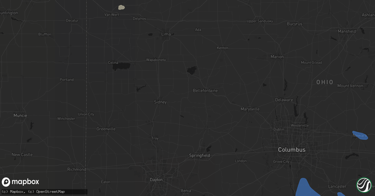 Hail map in De Graff, OH on August 10, 2026