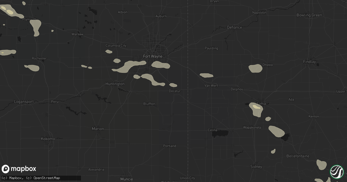 Hail map in Decatur, IN on August 10, 2026