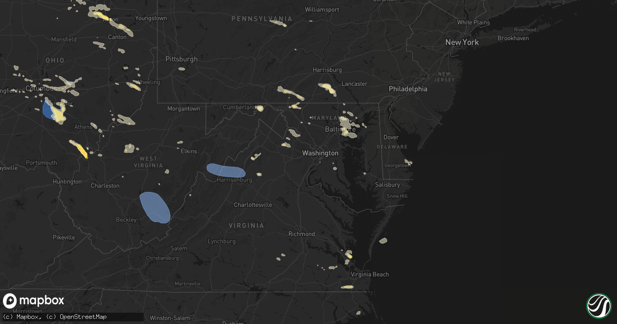 Hail map in Delaware on August 10, 2026
