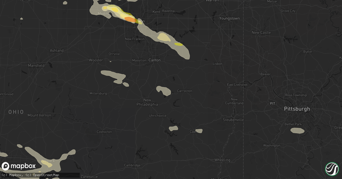 Hail map in Dellroy, OH on August 10, 2026