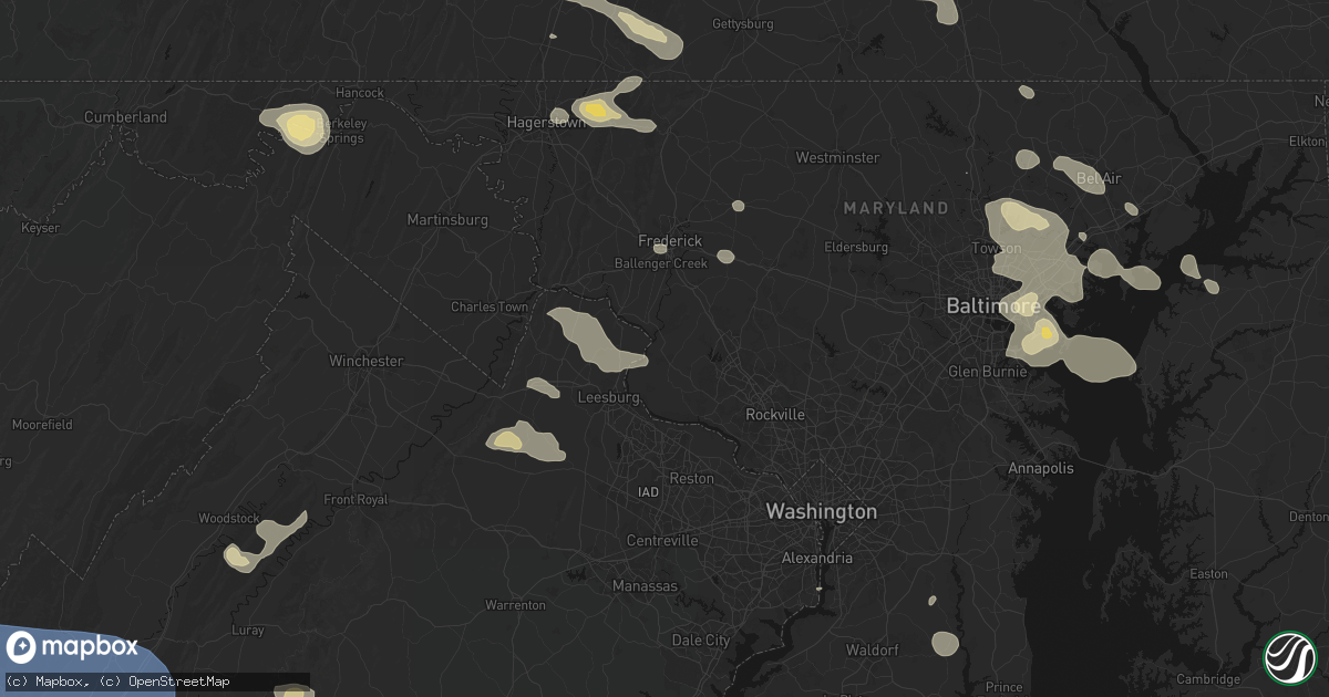 Hail map in Dickerson, MD on August 10, 2026