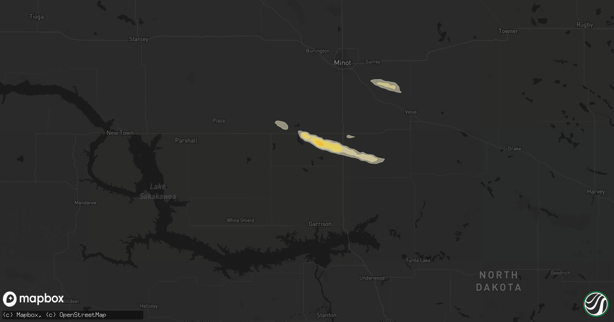 Hail map in Douglas, ND on August 10, 2026