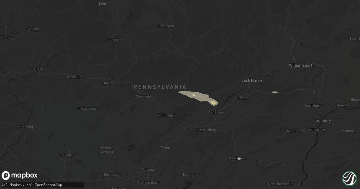 Hail map in Drifting, PA on August 10, 2026