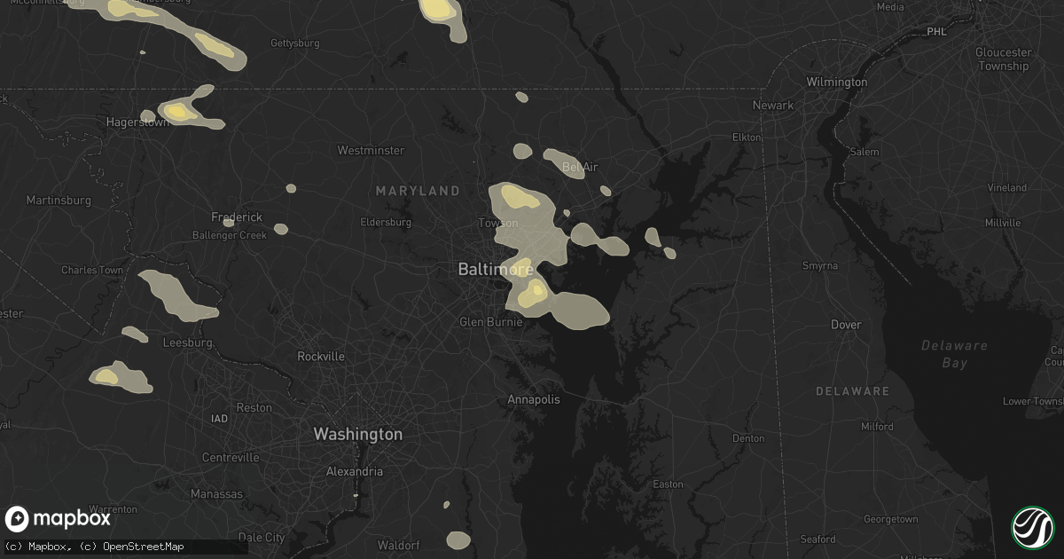Hail map in Dundalk, MD on August 10, 2026