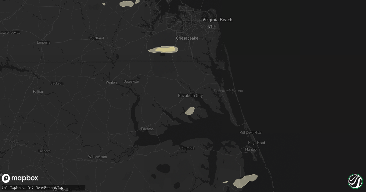 Hail map in Elizabeth City, NC on August 10, 2026