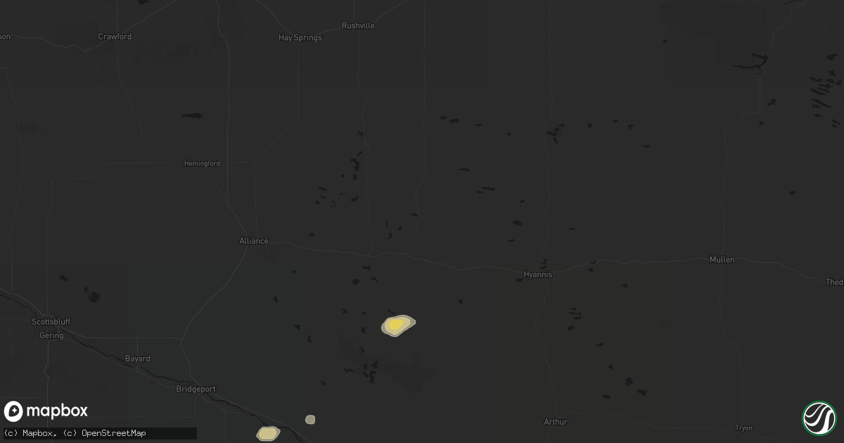 Hail map in Ellsworth, NE on August 10, 2026