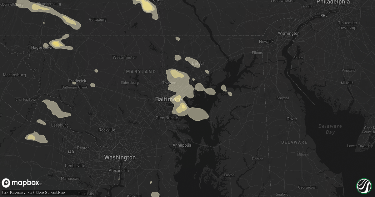 Hail map in Essex, MD on August 10, 2026