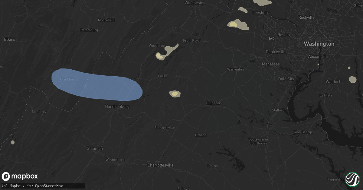 Hail map in Etlan, VA on August 10, 2026