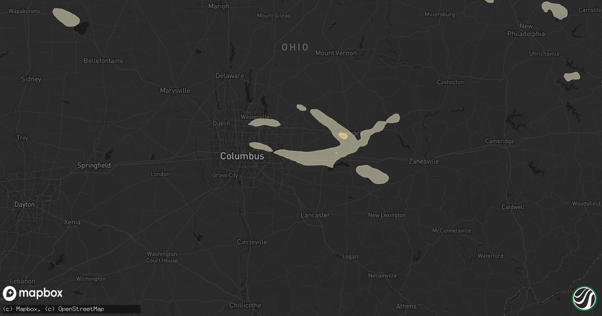 Hail map in Etna, OH on August 10, 2026