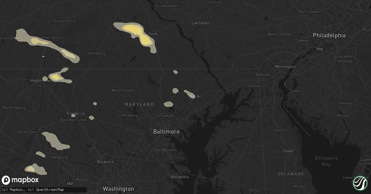 Hail map in Fallston, MD on August 10, 2026