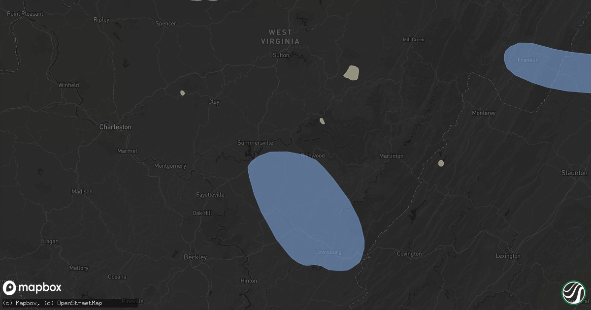 Hail map in Fenwick, WV on August 10, 2026