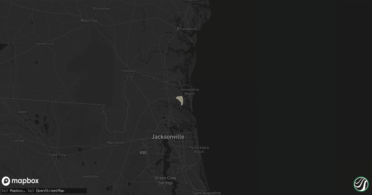 Hail map in Fernandina Beach, FL on August 10, 2026