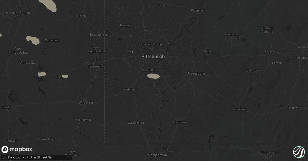 Hail map in Finleyville, PA on August 10, 2026