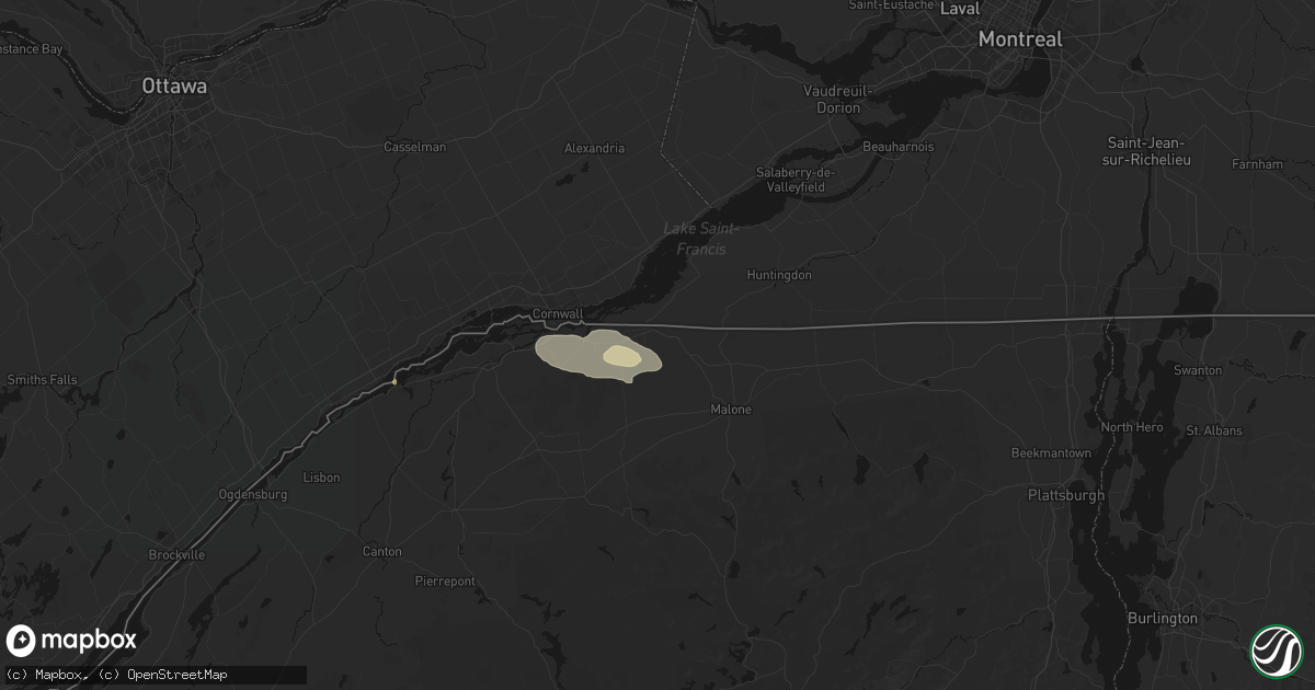 Hail map in Fort Covington, NY on August 10, 2026