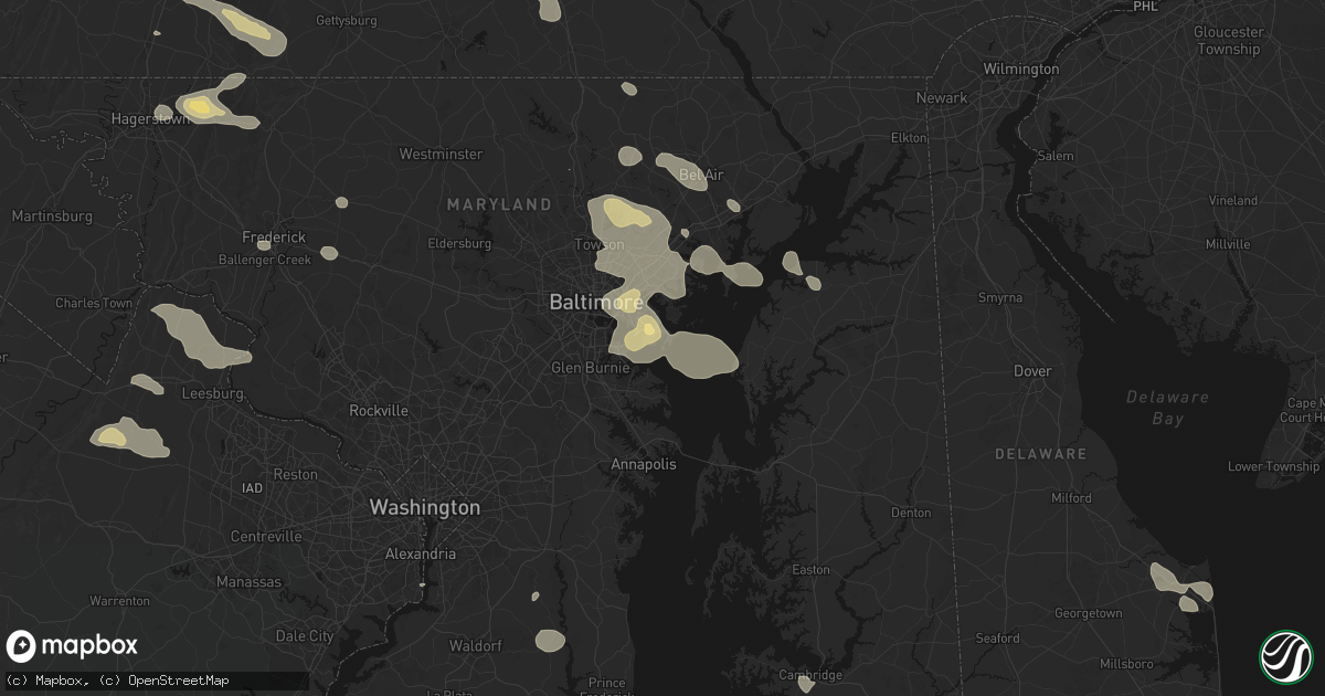 Hail map in Fort Howard, MD on August 10, 2026