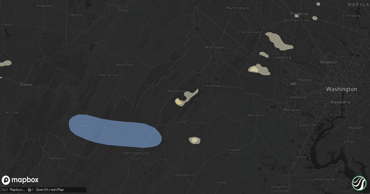 Hail map in Fort Valley, VA on August 10, 2026