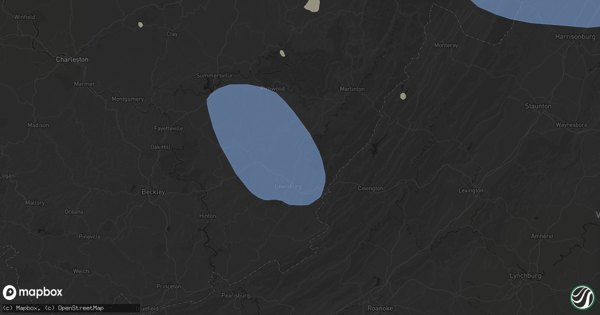 Hail map in Frankford, WV on August 10, 2026