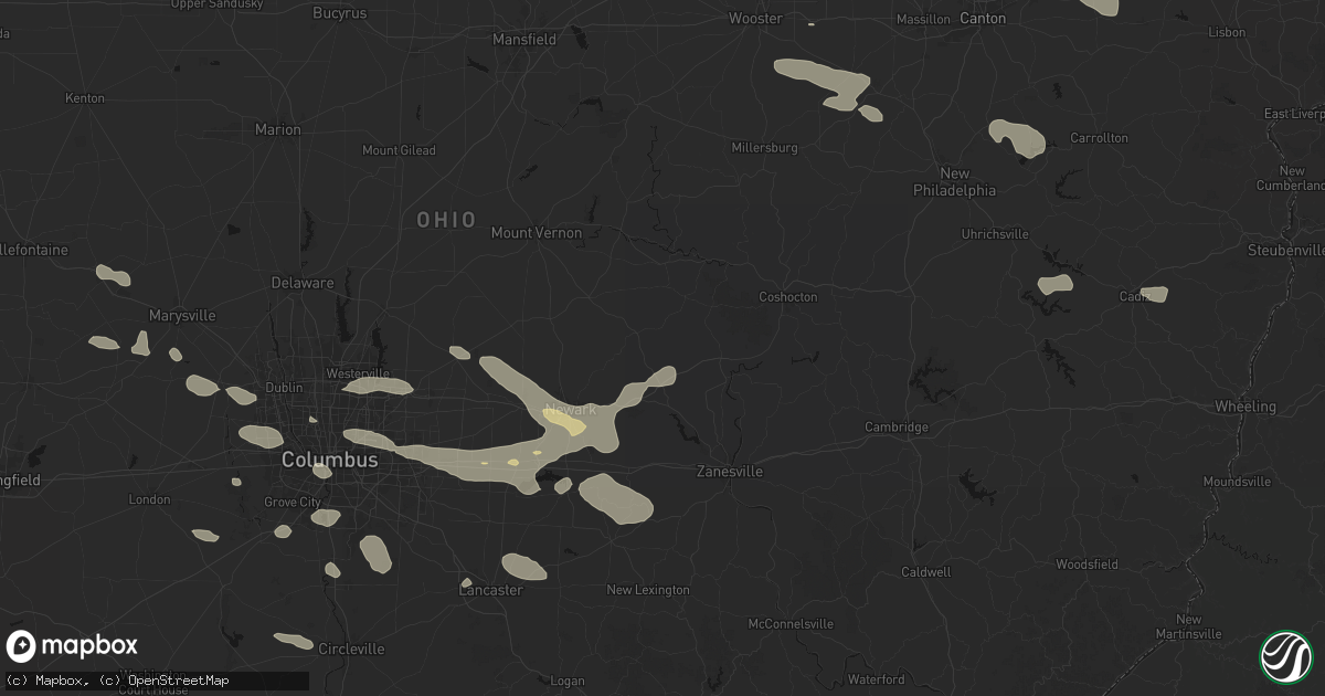 Hail map in Frazeysburg, OH on August 10, 2026