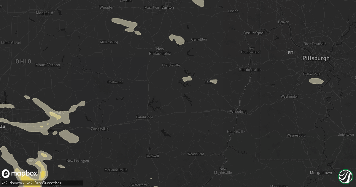 Hail map in Freeport, OH on August 10, 2026