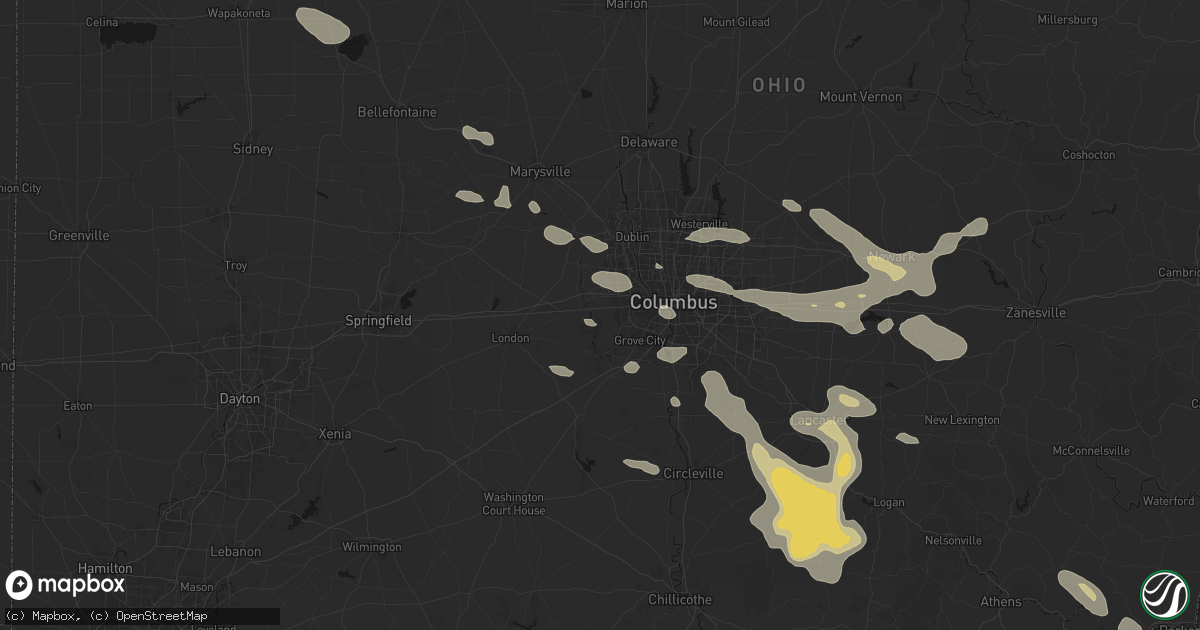 Hail map in Galloway, OH on August 10, 2026